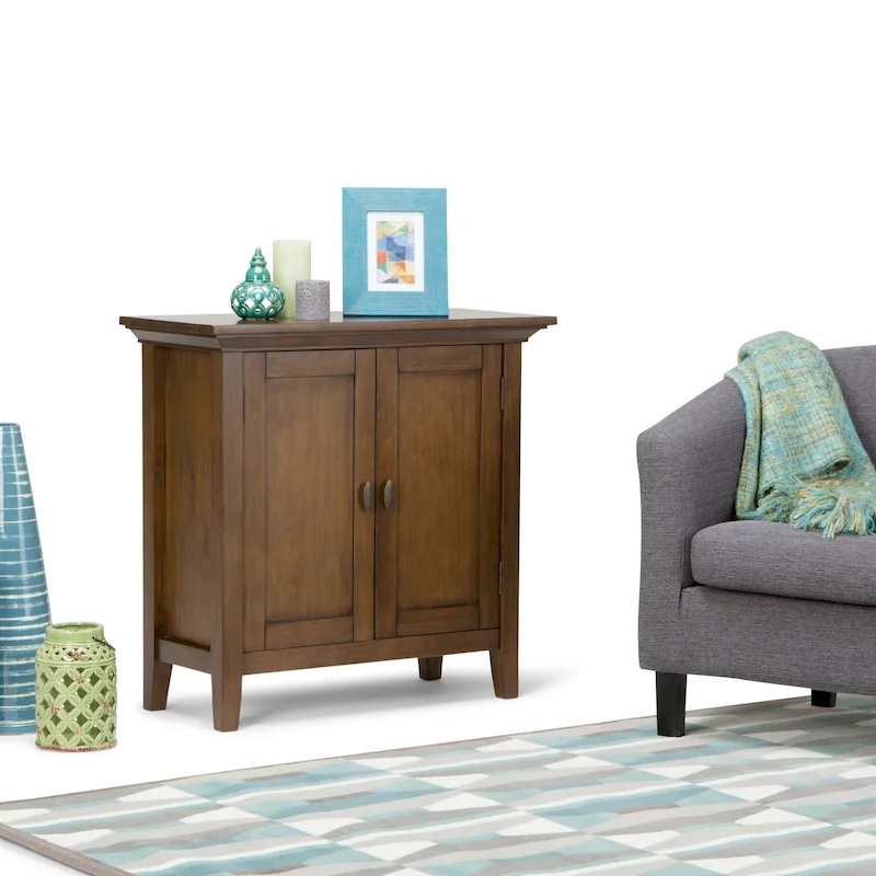 WYNDENHALL Mansfield SOLID WOOD 32 inch Wide Transitional Low Storage Cabinet - 32w x 14d x 31h