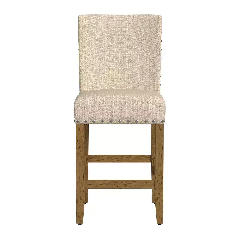 24 Upholstered Counter Height Barstool with Nailheads - HomePop