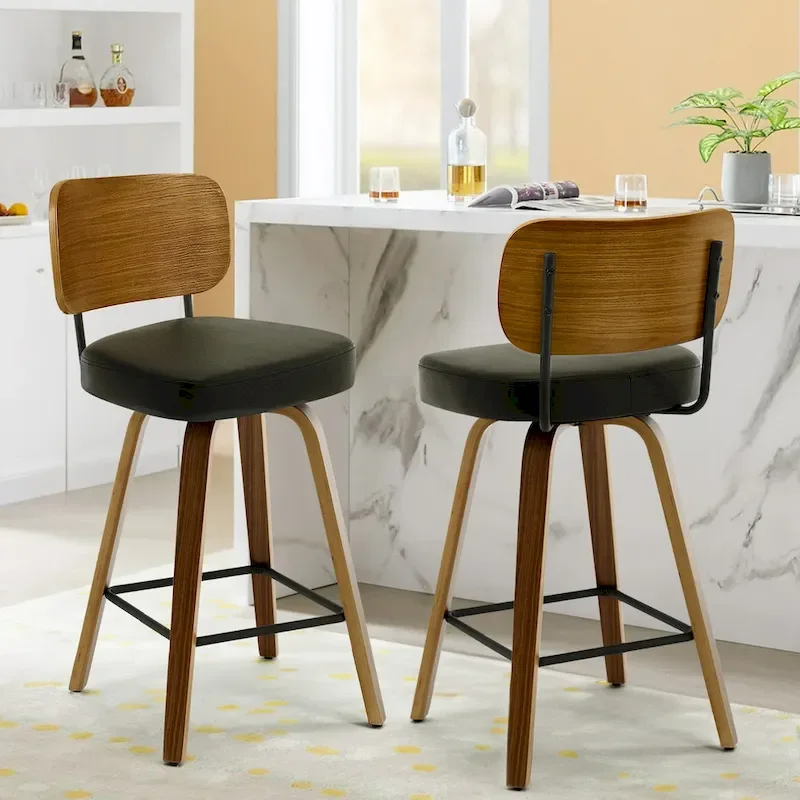 26-Inch Upholstered Swivel Counter Height Bar Stools - 36.4 H x 17.1 W x 20 D