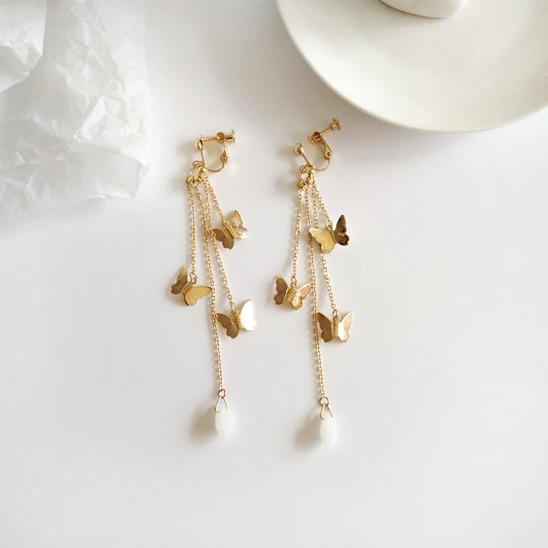 Luninana Clip-on Earrings - Golden Butterflies YBY005
