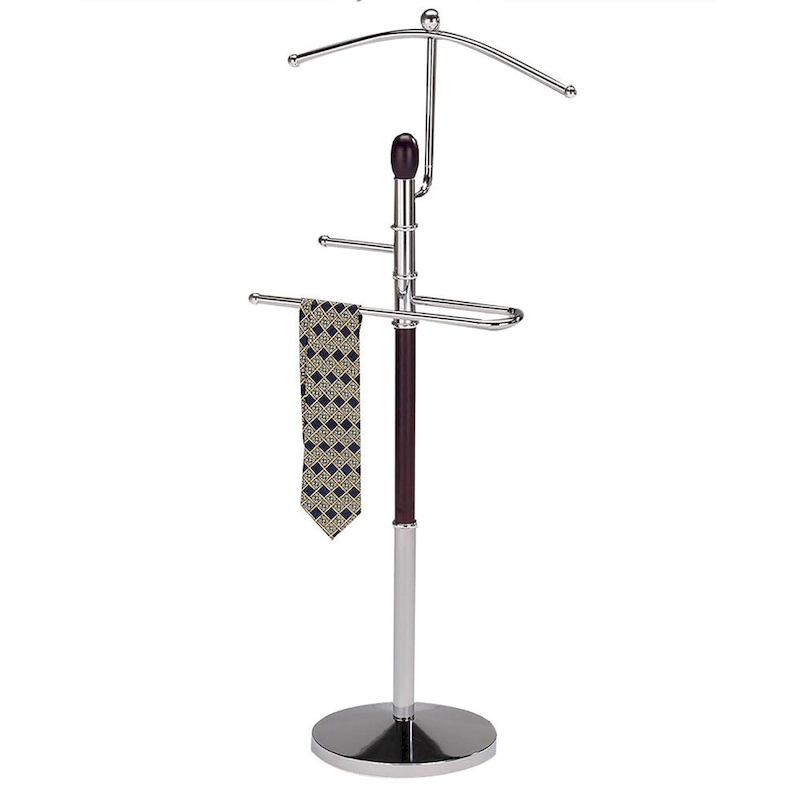 Suit Valet Rack Stand Organizer, Walnut Finish