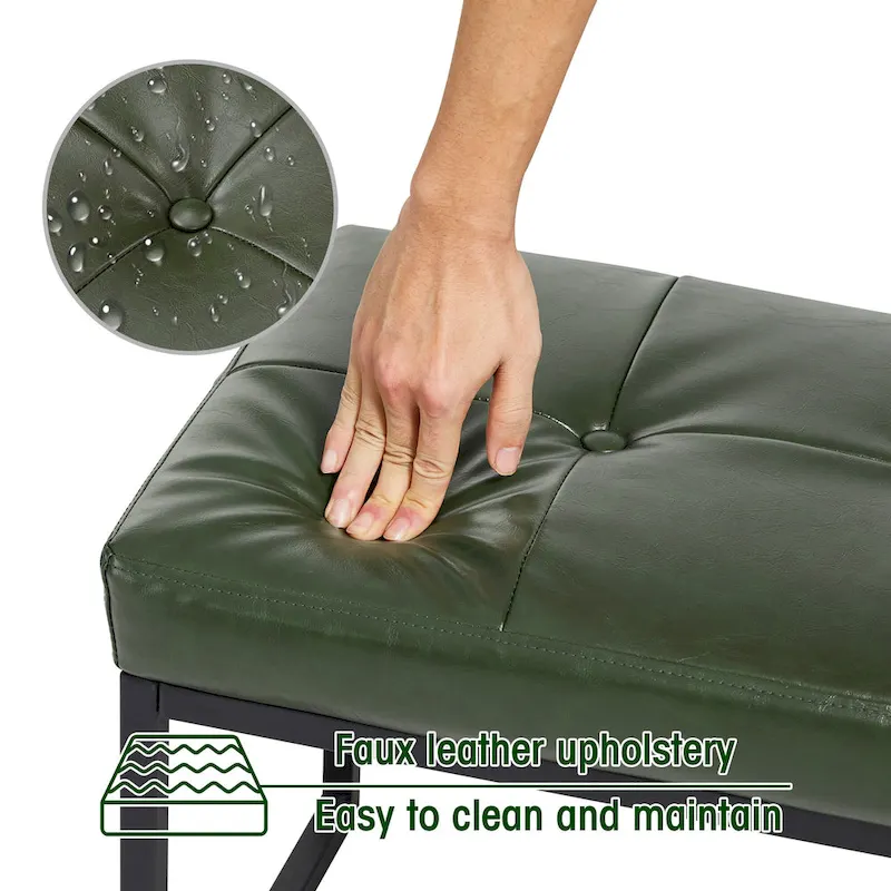 Glitzhome 24W Modern PU Leather Button-tufted Ottoman Foot Stool
