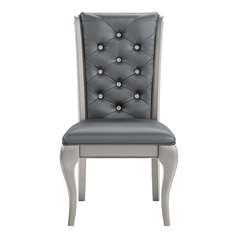 Tily Glam Gold Faux Leather Tufted 9-Piece Dining Table with Leaf Set by Furniture of America