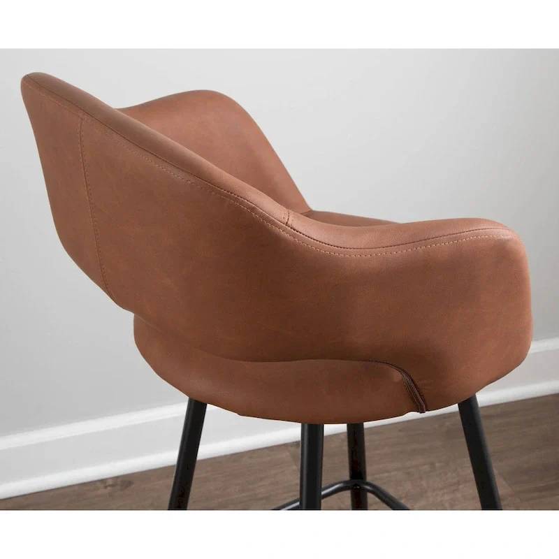 Faux Leather Bar Stools (Set of 2) - N/A