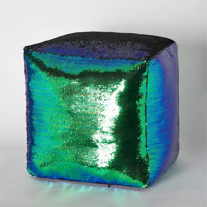 Reversible Sequin Mermaid Pouf