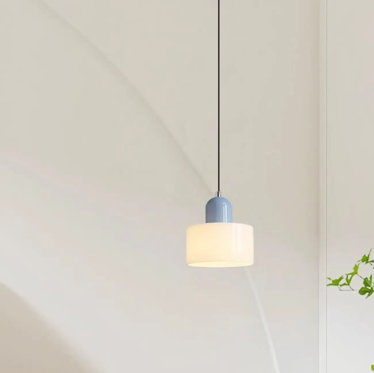 Modern Cream Small Pendant Light with Glass Shade for Bedroom