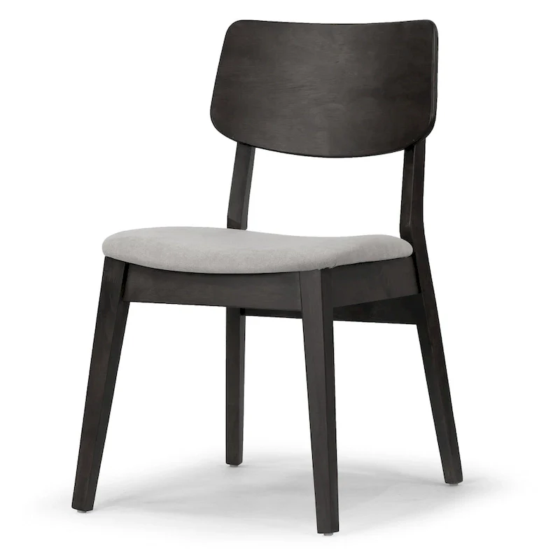 Set of 2 Astin Black Wood Chair with Light Grey Fabric Seat