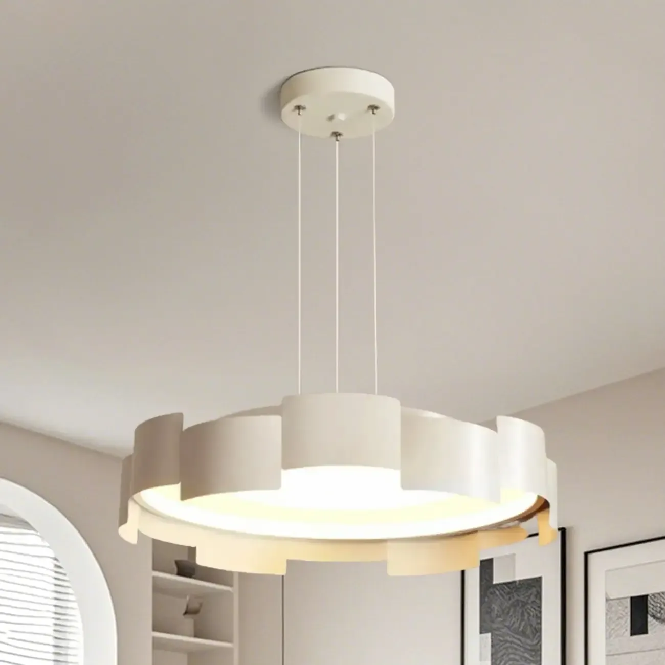 Modern Adjustable White Round LED Chandelier