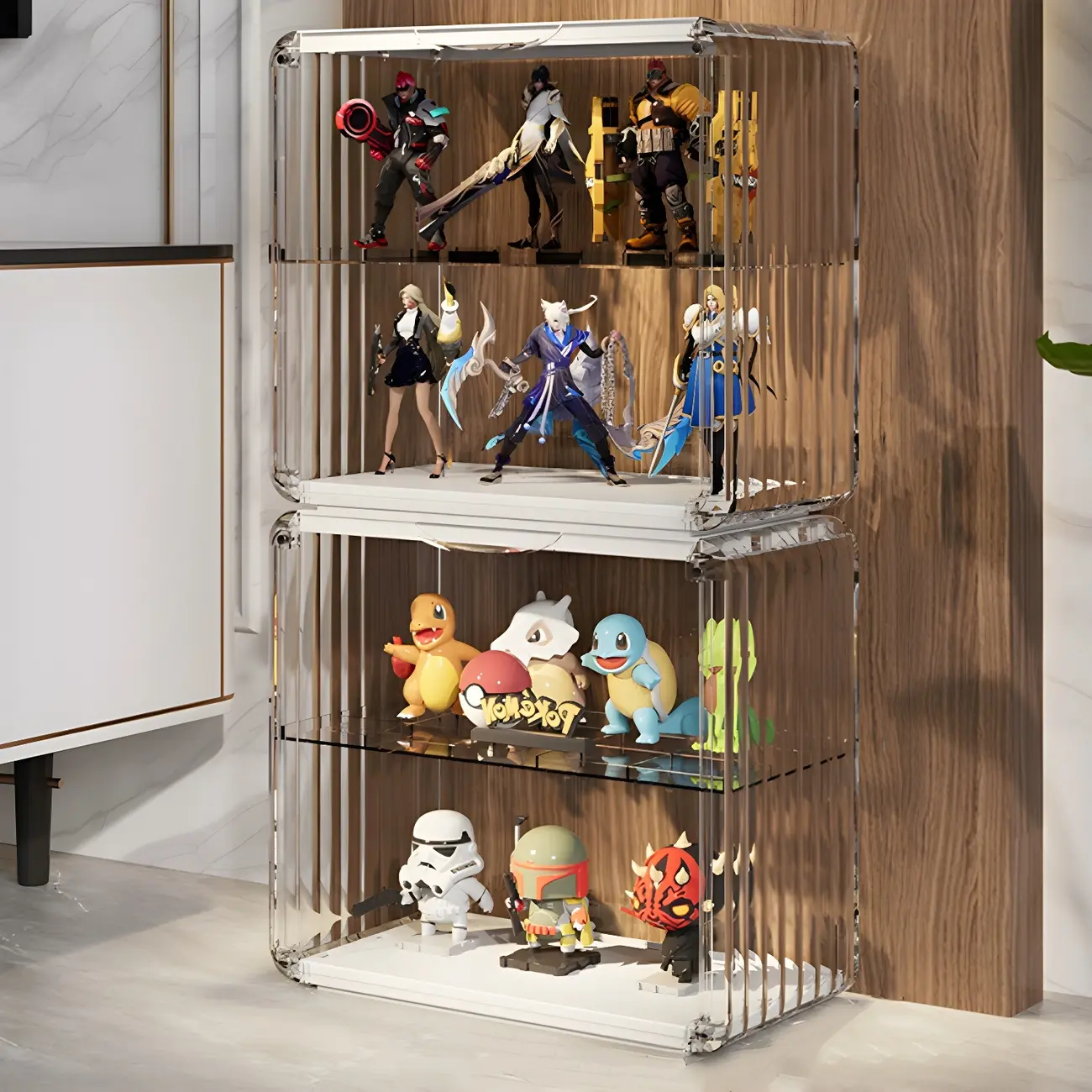 Living Room Stackable Clear Acrylic Display Cabinet