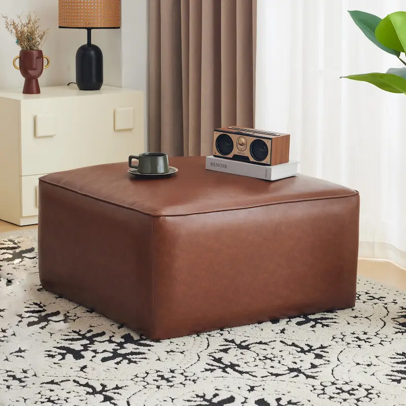 Christopher Knight Home - Yzabella Faux Leather Square Ottoman