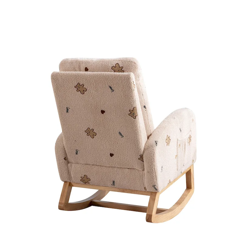 26.8 Upholstered High Back Rocking Chair with Side Pocket
