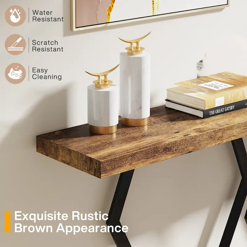 White Faux Marble Console Table 70.9