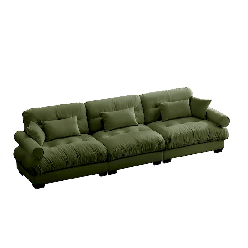 Modular Sectional Sofa - Velvet, 5-Seat, Cloud Cushion, Bolster Armrests, 130W, Configurable