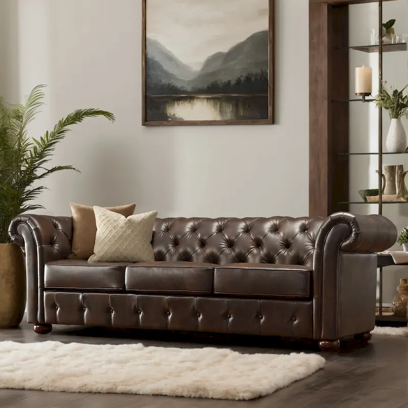 Gdansk Tufted Scroll Arm Chesterfield Sofa