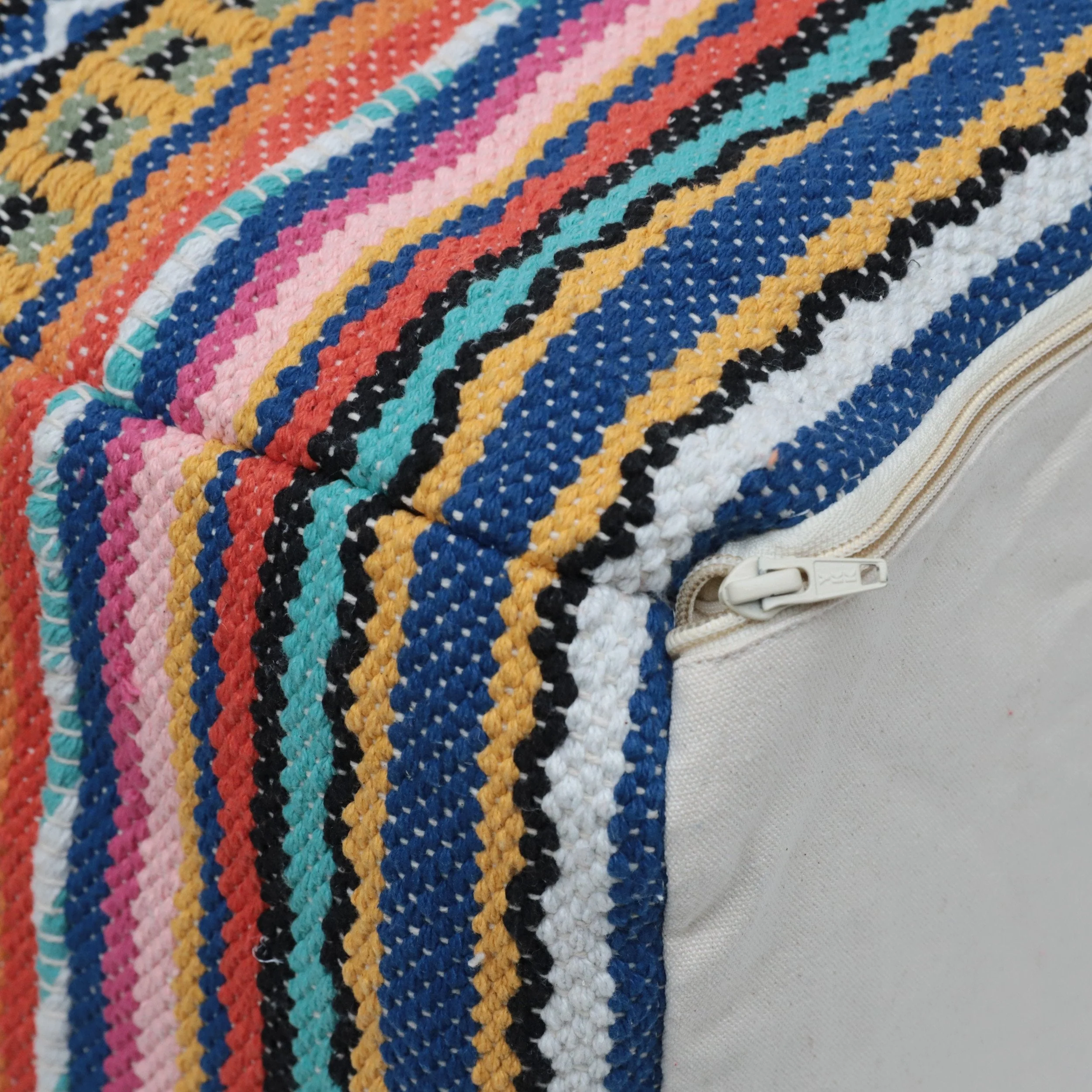 Boho Handcrafted Peruvian Print Cube Pouf - NH615413