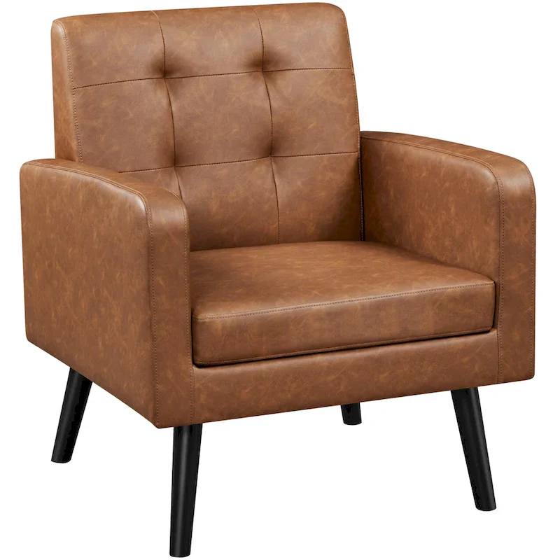 Yaheetech Modern Faux Leather Tufted Accent Chair with Solid Wood Legs - 28.52933