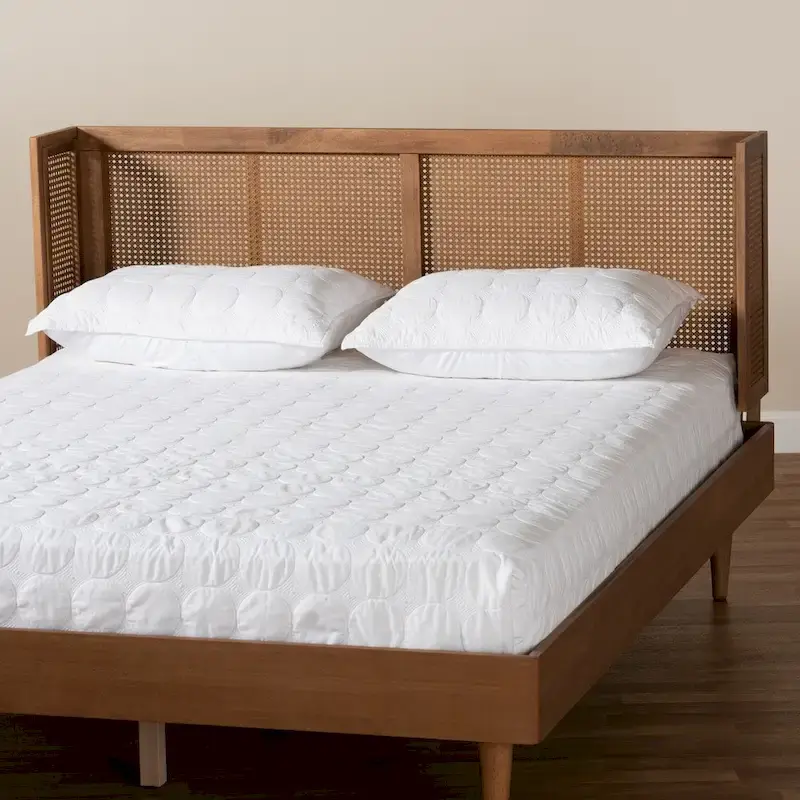 Carson Carrington Dagas Wraparound Curved Wood and Rattan Headboard