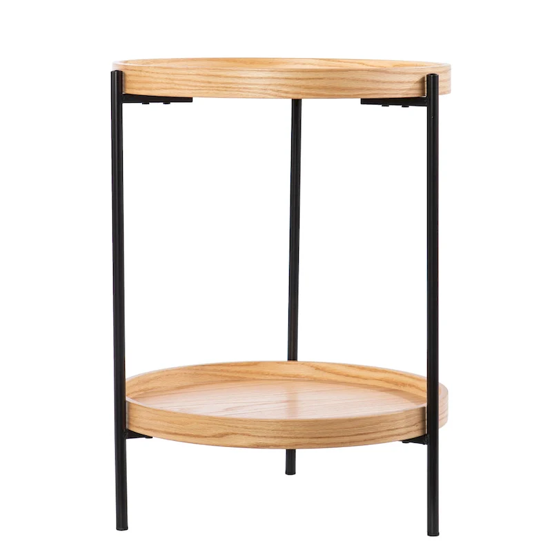 SEI Furniture Vaquero Round Modern Style w/ Shelf Wood Side Table