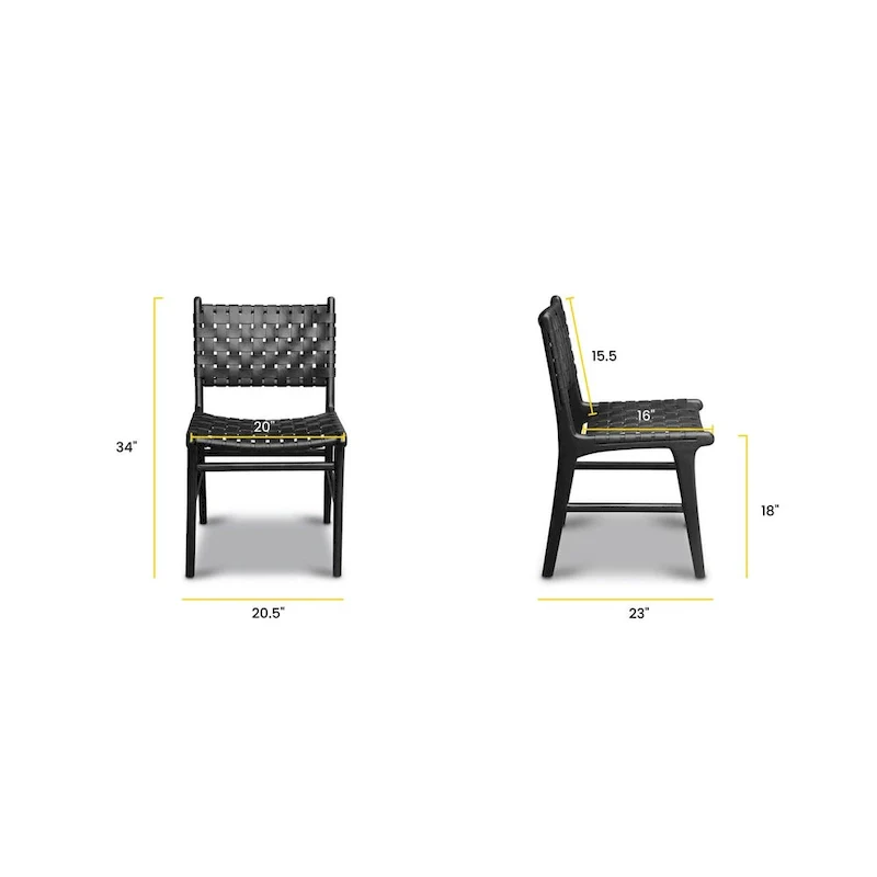 Banda Teak & Leather Dining Chair - Solid Teak Wood Frame