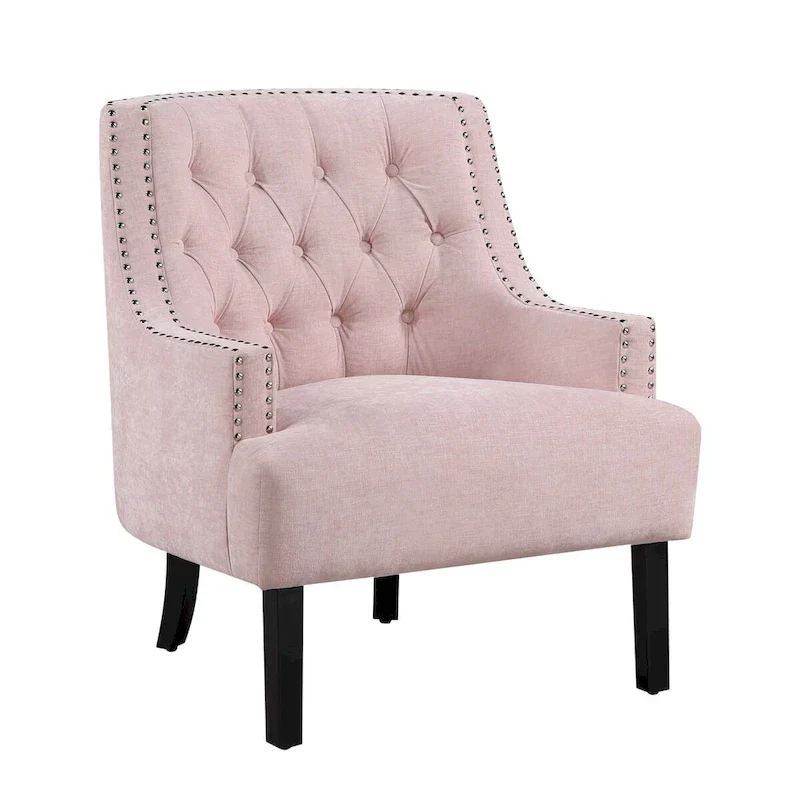Modern Traditional Accent Chair Chenille Upholstery Button-Tufted Solid Wood 1pc Living Room Furniture