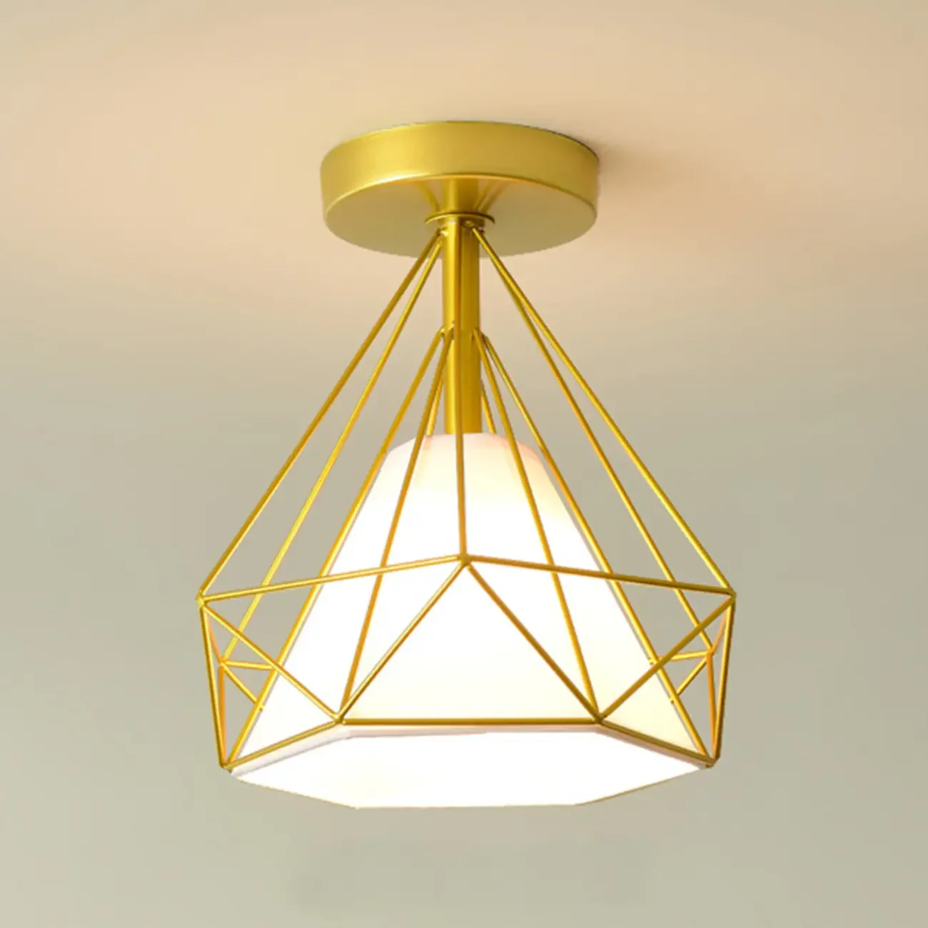 Modern Hallway Metal Rhombus Semi Flush Ceiling Light