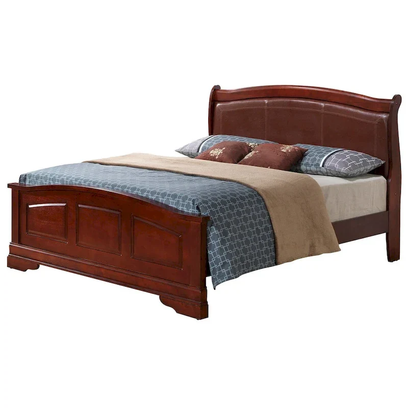 Upholstered Wood King Panel Bed