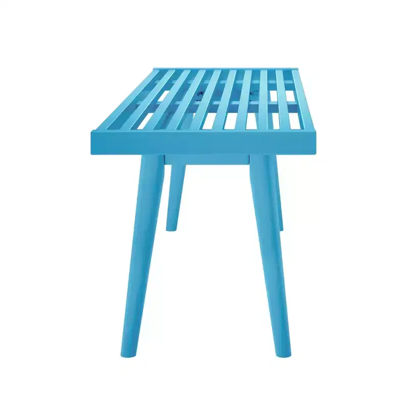 Mid-Century Solid Wood Bench – Black/Clay/Natural/Pecan/Teal/Walnut/White/Yellow – Seats 1