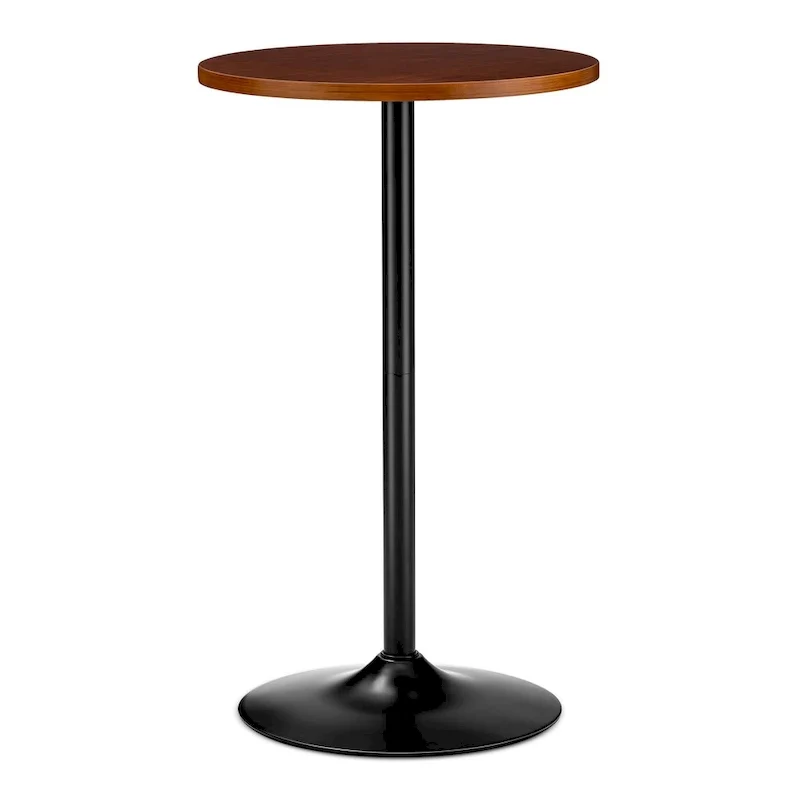Glitzhome 39.5H Modern Bistro Walnut Top Round Pub Bar Table