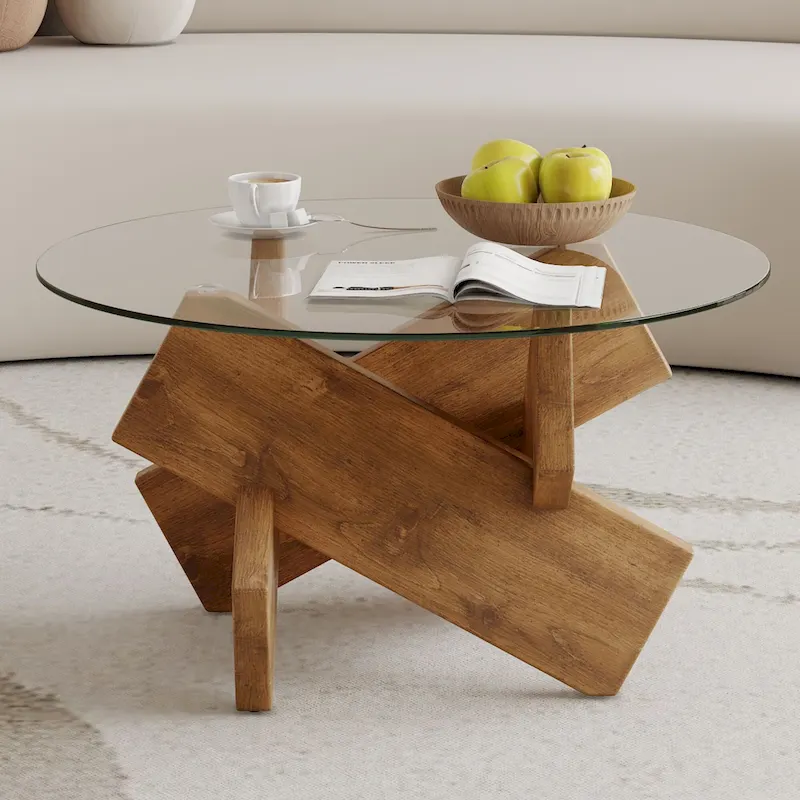 33.4 Modern Round Tempered Glass Table