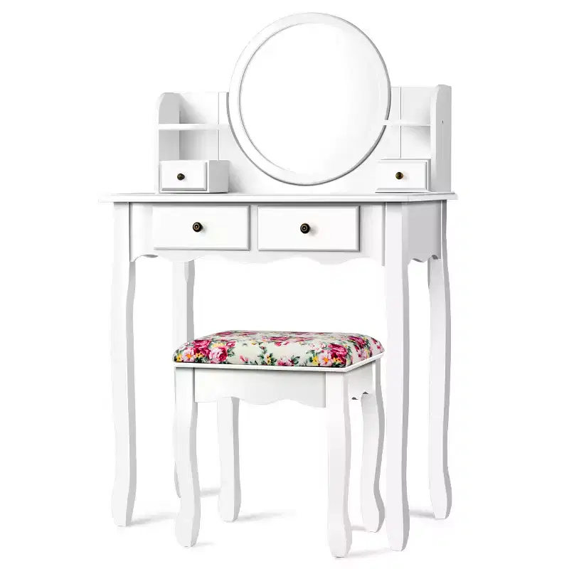 Costway Makeup Vanity Table Drawers Oval Dressing Table Kids Gift