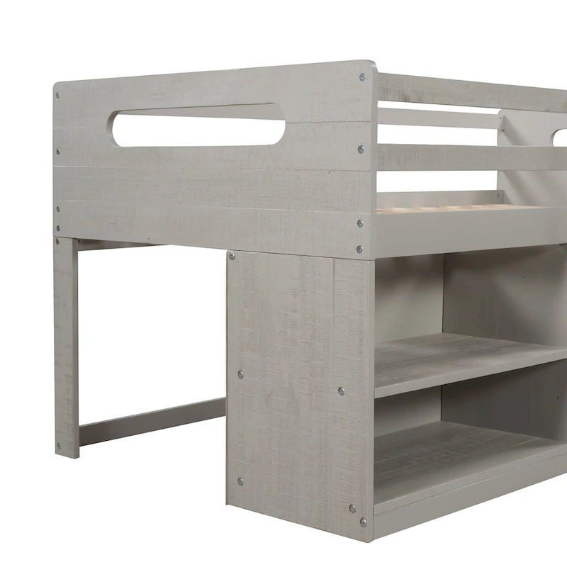 Twin Loft Bed with Shelves and drawers