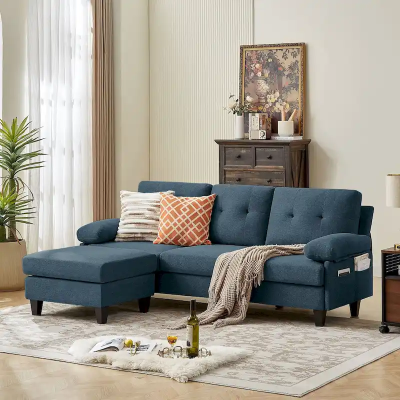 86.22 L Shaped Sectional Sofa with Side Storage Pockets