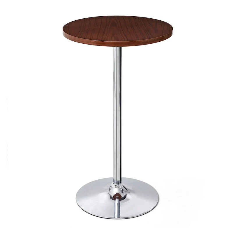 39.5H Modern Bistro Walnut Top Round Pub Bar Table