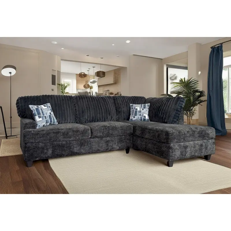 Roundhill Nexus Wide Wale Corduroy L-shape Sectional with Chaise