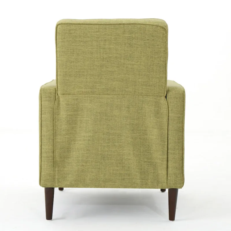 Green Fabric Mid-Century Upholstered Push Back Recliner with Footrest, Button-tufted Backrest, Beech Wood Legs