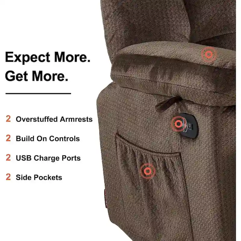 Power Reclining Loveseat, Red/Grey/Beige/Blue/Brown, Heat & Massage, Seats 2