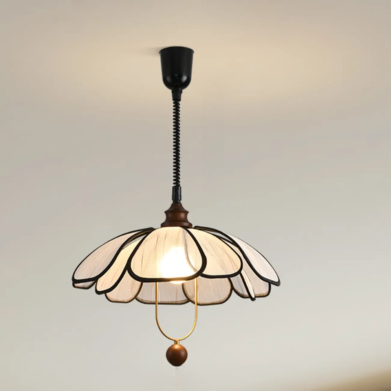 Art Deco Fabric Petal Blossom Hanging Pendant Light Fixture