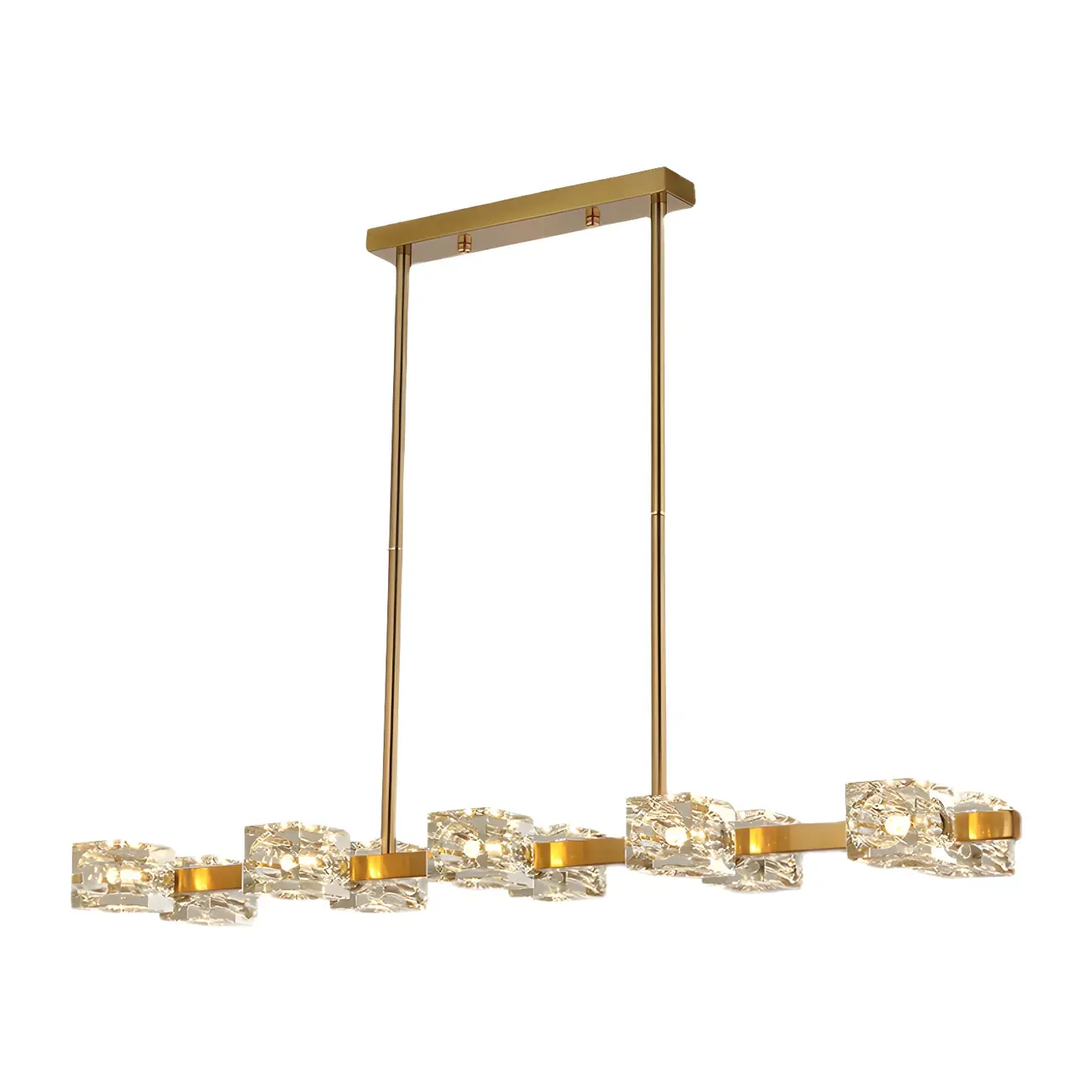 Adjustable Gold/Black Rectangle Crystal Island Chandelier