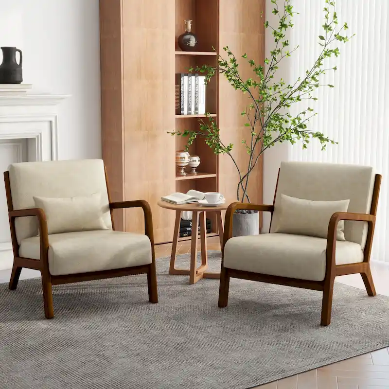Upholstered Armchair Accent Chairs with Pillows Set of 2
