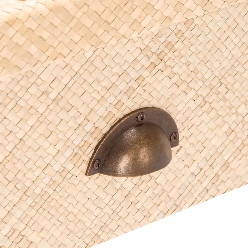 Light Natural Raffia/ Gold Console Table - 31 W x 14 L x 30 H