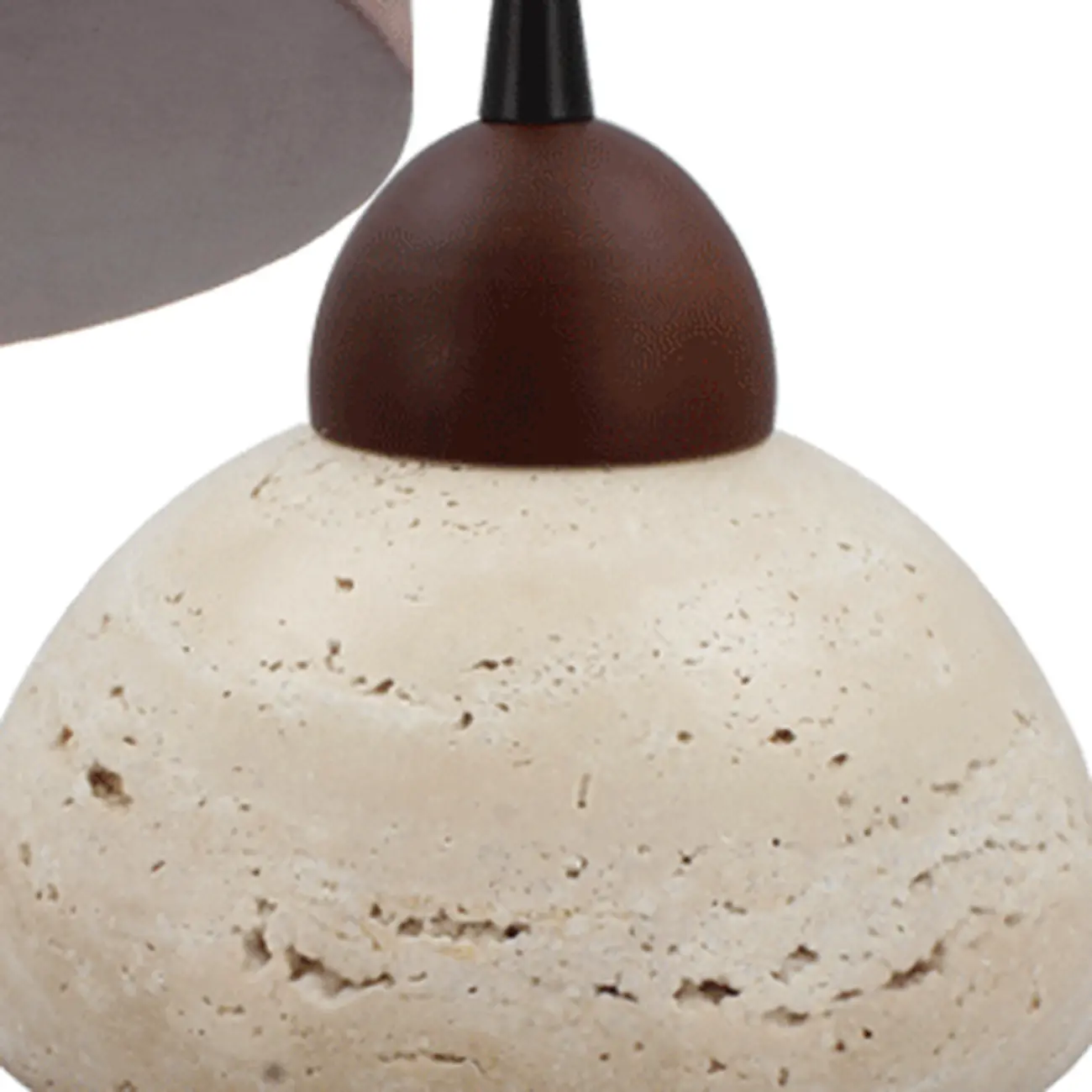 Modern 3-Light Walnut Wood Stone Cylinder Pendant Lamp