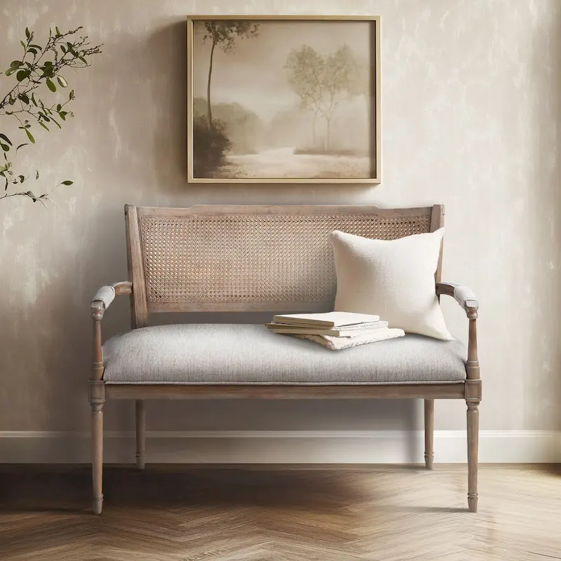 Madison Park Willshire Beige Reclaimed Natural Settee