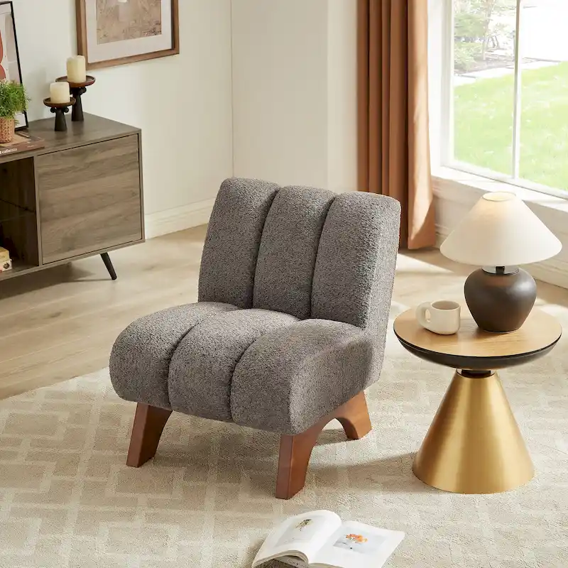 Art Leon Modern Wood and Fabric Accent Sofa Chair