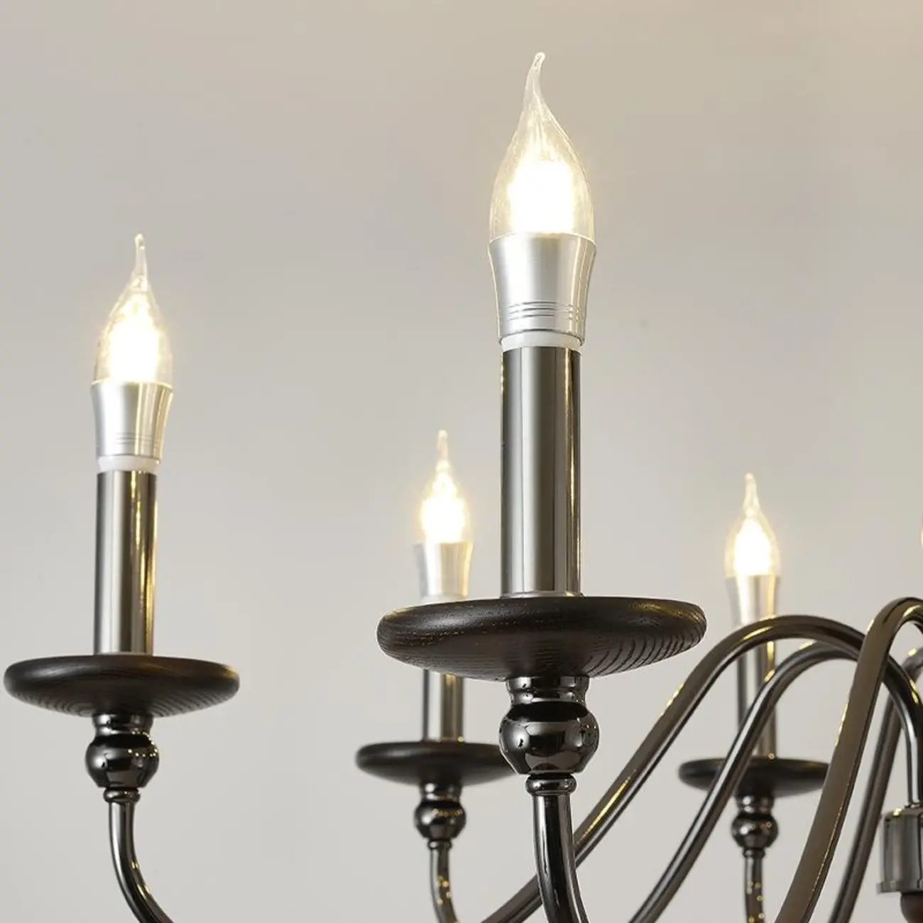 Modern Black 6/8 Light Candelabra Chandelier in Dimmable