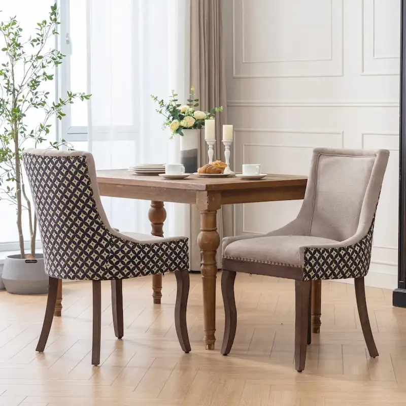Set of 2 Ultra Side Dining Chairs with Wood Legs