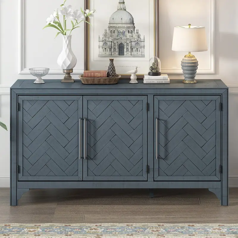 Storage Cabinet Sideboard with 3-door and Adjustable Shelves