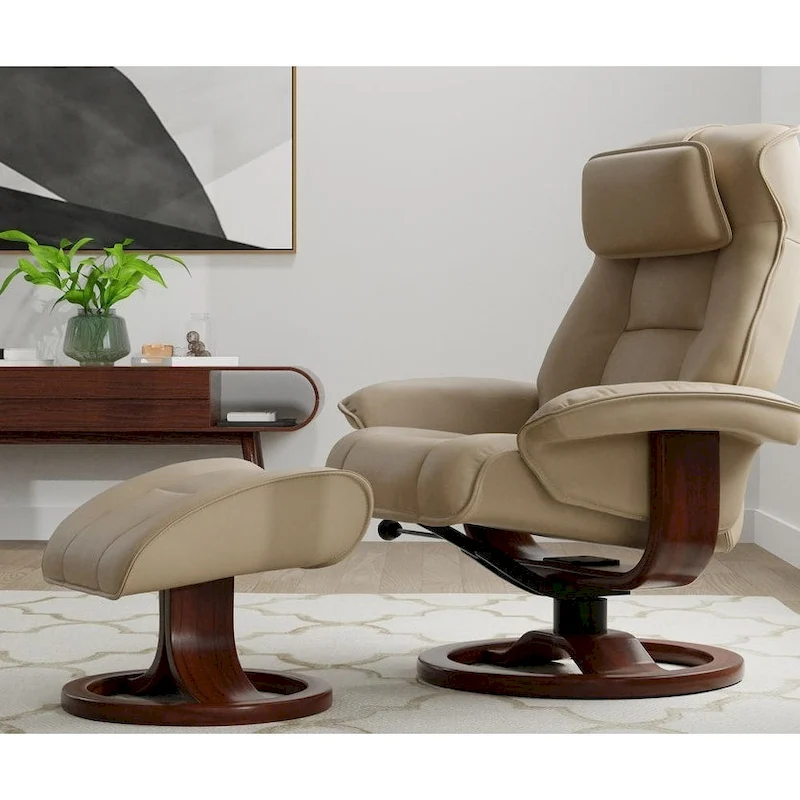 Fjords Mustang Leather Recliner and Ottoman