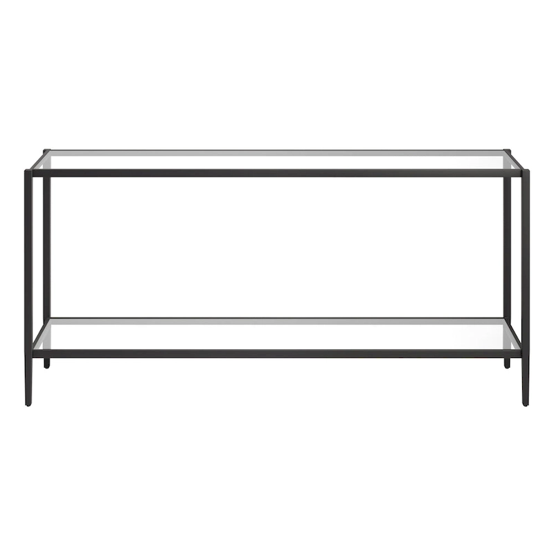 Hera 64 Wide Rectangular Console Table with Glass Shelf - 64 Wide
