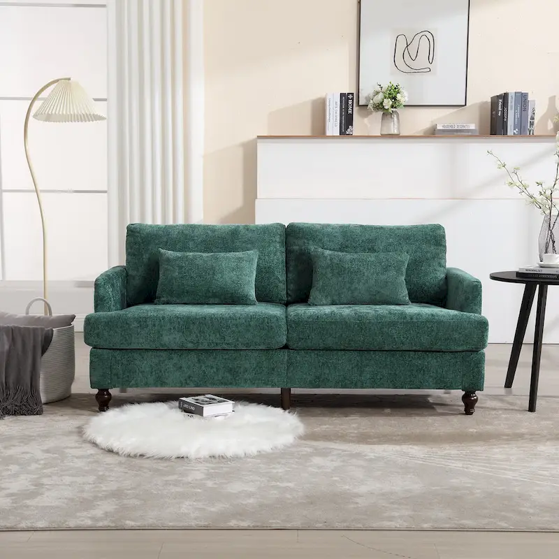 Modern Chenille Fabric Loveseat, 2-Seat Upholstered Loveseat Sofa
