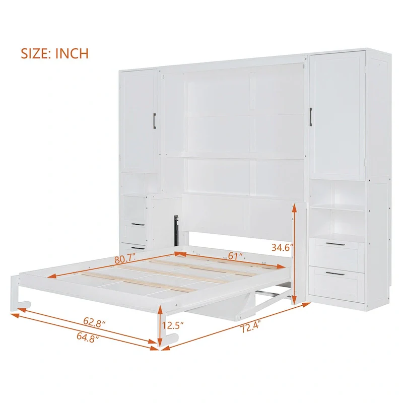 Murphy Bed (Wall Bed) — Featuring Wardrobe, Desk, Drawers, And Shelving